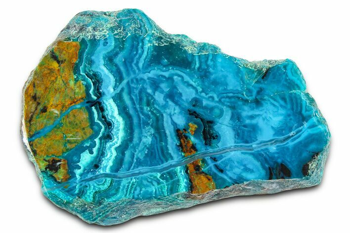 Polished Banded Chrysocolla Section - Bagdad Mine, Arizona #378898